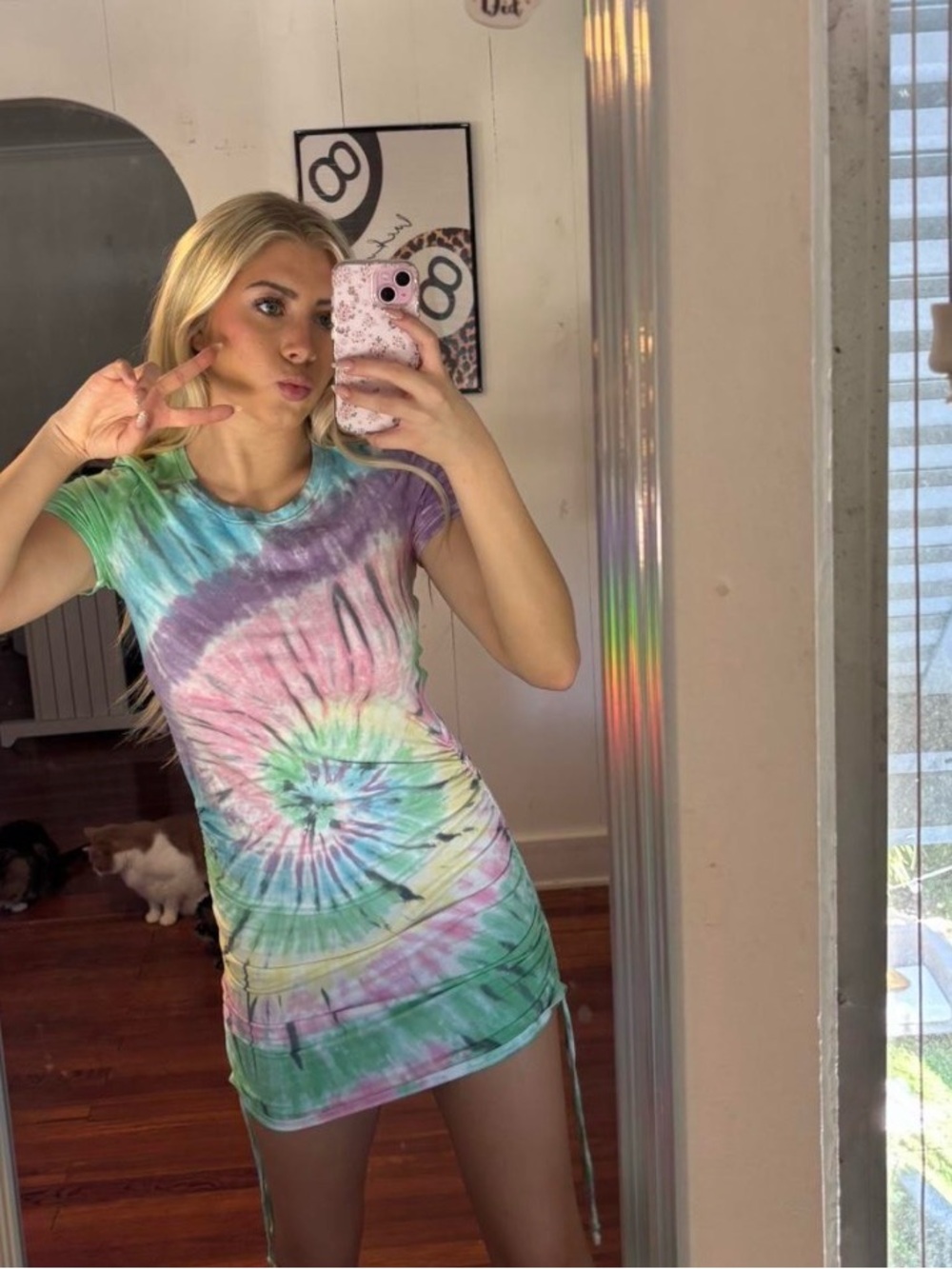 PINK Victoria's Secret Pastel Tie-Dye Spiral Tee